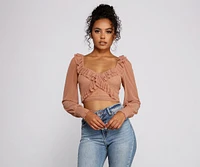 Flirty Flair Ruffle Detail Crop Top