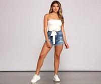 Tied To Basics Ribbed Knit Crop Top