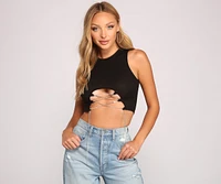 Luxe Vibes Rhinestone Lace-Up Top