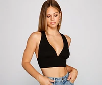 Trendy Basic Tie-Back Crop Top