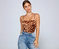 Feline Stylish Leopard Print Bodysuit