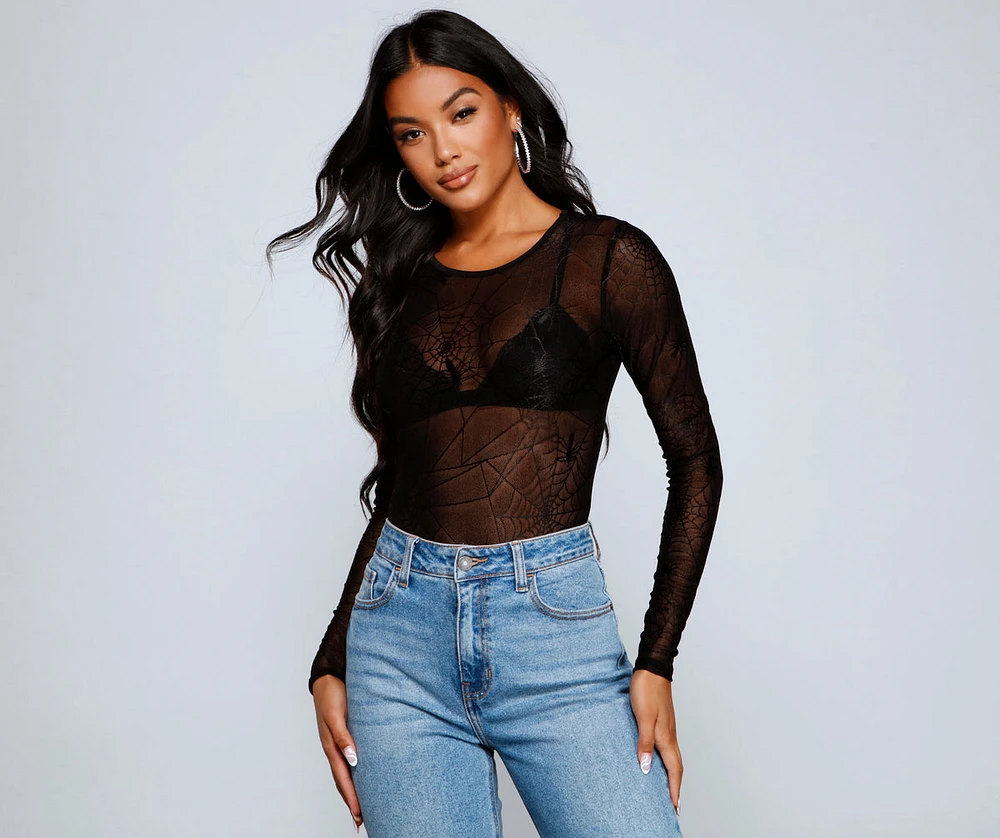 Chillingly Chic Sheer Mesh Bodysuit