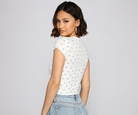 Drawn To You Ruched Floral Crop Top