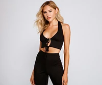 Trendsetting Babe Tie Front Halter Top