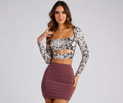 Sassy Statement Snake Print Crop Top