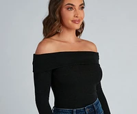 Cozy Knit Off-The-Shoulder Top