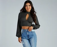 Keyhole Cutie Waffle Knit Crop Top