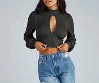 Keyhole Cutie Waffle Knit Crop Top