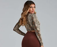 Twist Of Fate Snake Print Crop Top