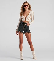 Front Row Lace-Up Exposed Seam Top