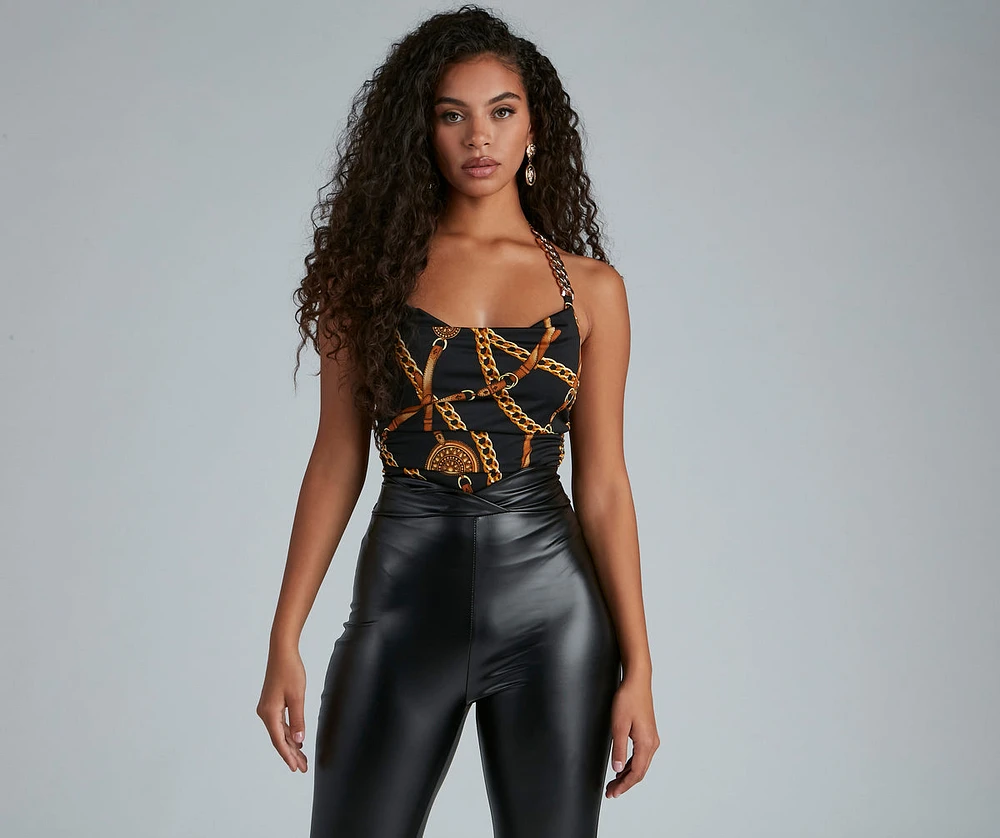 Bold Beauty Chain Halter Bodysuit