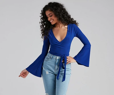 Wrapped Chic Bell Sleeve Top