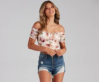 Spring Fling Mesh Floral Bustier