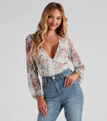 Pick Me Floral Surplice Top