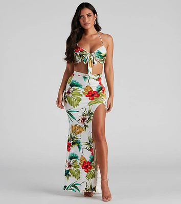 Tropical Glam Tie Front Top