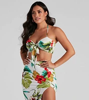 Tropical Glam Tie Front Top