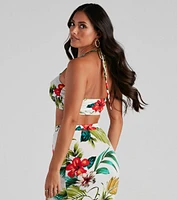 Tropical Glam Tie Front Top