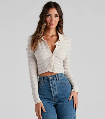 Trendy Knits Pointelle Crop Top