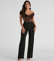 So Regal Flocked Velvet Bodysuit