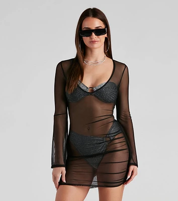 Out Of Water Mesh V-Neck Coverup