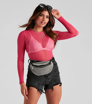 Mesh It Up Long Sleeve Crop Top