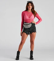 Mesh It Up Long Sleeve Crop Top