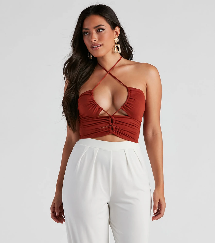 Strings Attached Halter Crop Top