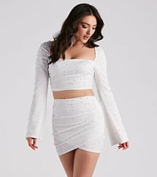 Oh My Pearl Bell Sleeve Crop Top