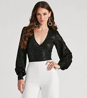 Sparkling Beauty Sequin Wrap Top