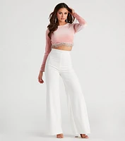 Luxe Rhinestone Trim Crop Top