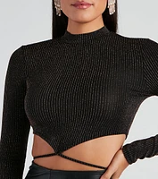 Night Life Metallic Knit Crop Top