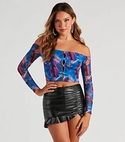 Artistic Soul Mesh Cutout Crop Top