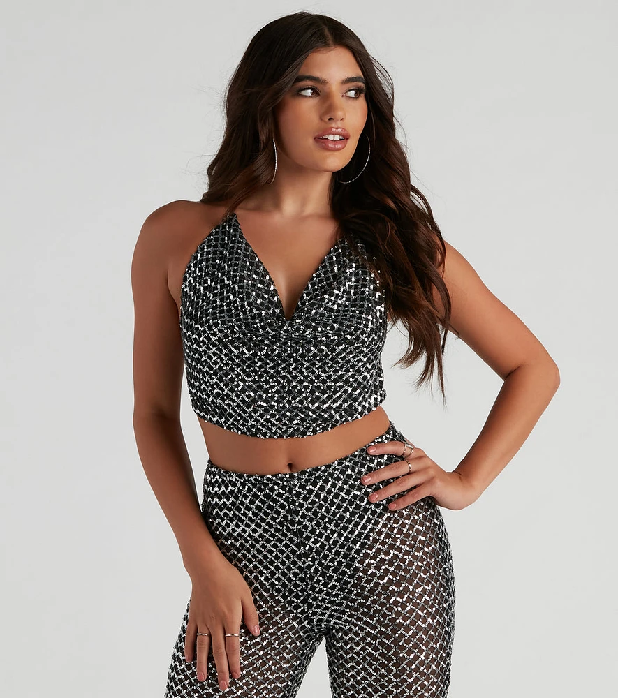 Twinkle Like A Star Sequin Crop Top