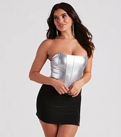 Girl On The Town Faux Leather Corset Top