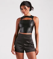 Cut To The Style Faux Leather Crop Top