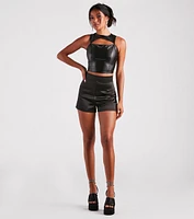 Cut To The Style Faux Leather Crop Top