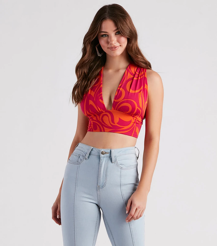 That 70s Chick Retro Print Crop Top