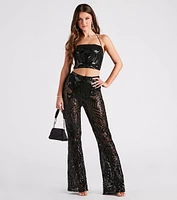 Glitzy Night Out Sequin Crop Top