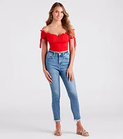 Hooked Ruched Crop Top