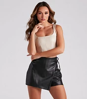 Sleek Style Faux Leather Corset Top