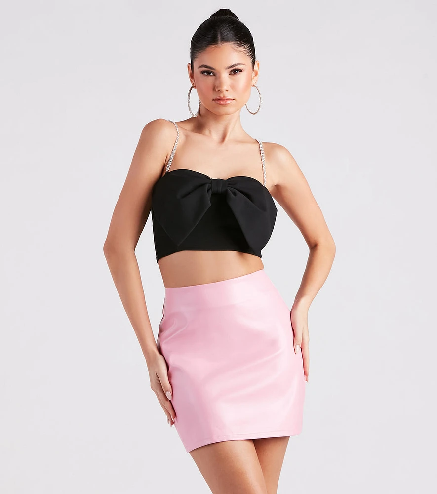 Cutest Glamour Bow-Front Crop Top