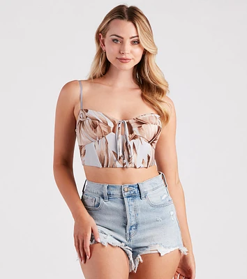 So Beachy Tropical Print Cropped Bustier