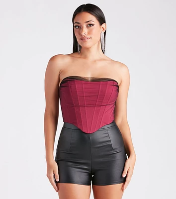 Having A Moment Ponte Tulle Corset Top