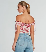 Pretty Babe Floral Off-The-Shoulder Corset Top