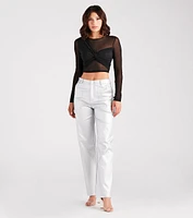 Sheer Stunner Twist-Front Mesh Crop Top