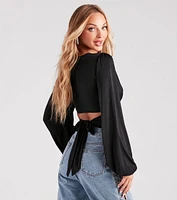 Blown Away Plunge Tie-Back Crop Top