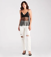 Bohemian Summer Crochet Fringe Crop Top