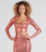 Enticing Sparkle Sequin Crop Top