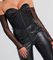 Glam Bombshell Faux Pearl Mesh Bustier