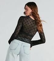 Chic And Sheer Lace Long Sleeve Top